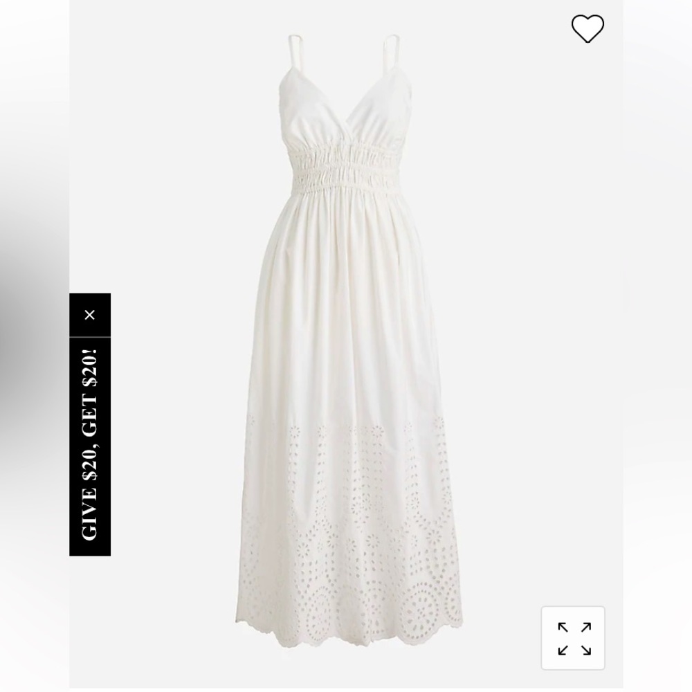 JCrew v neck smocked waist dress eyelet cotton